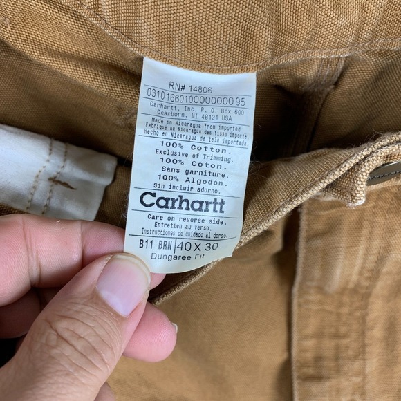 Carhartt Pants Men 40x30 (Fits 36x29) Brown B11 Duck Work Carpenter Canvas - Picture 5 of 16